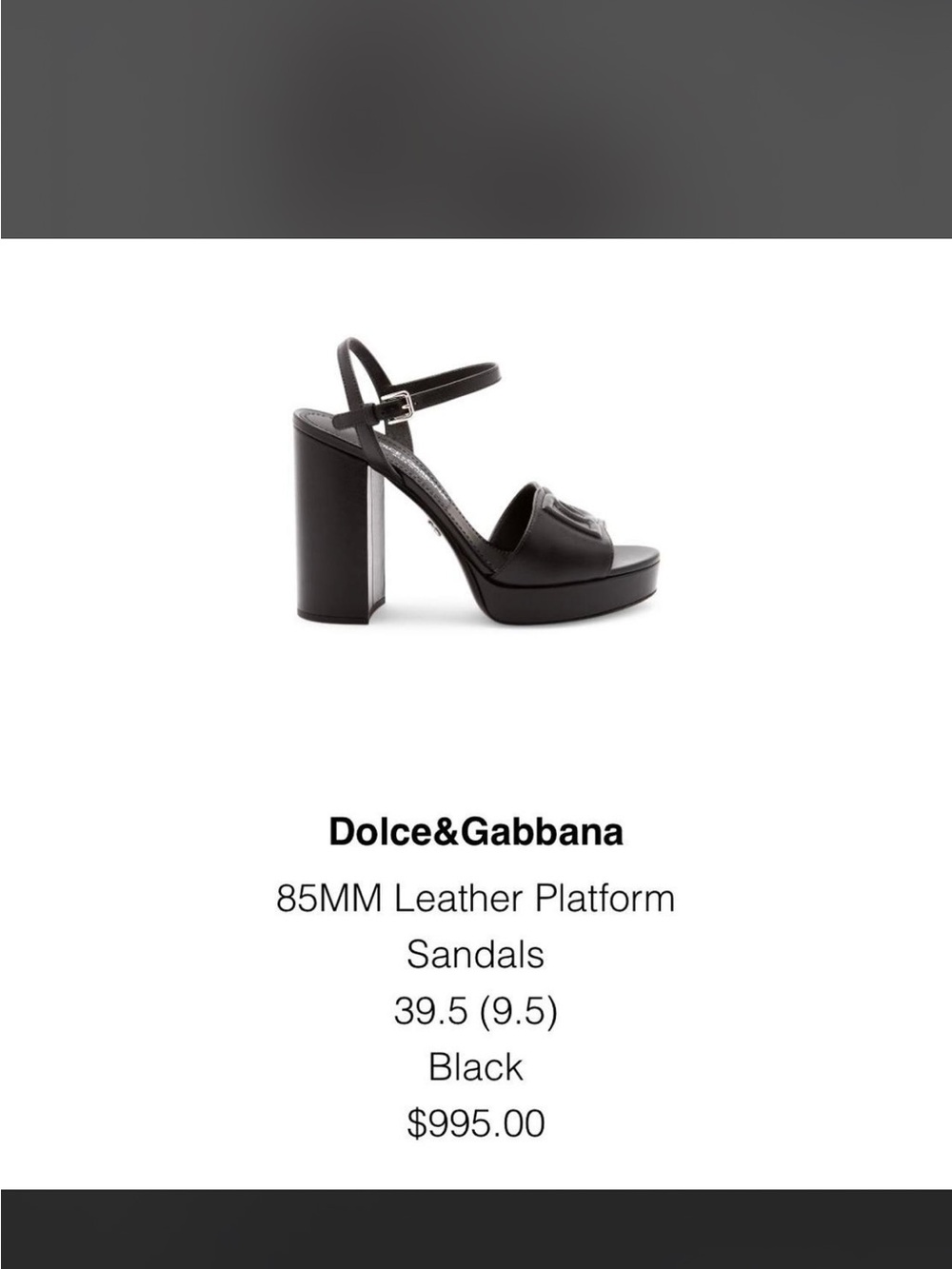 Dolce & Gabbana Black Leather Platform Sandals with Logo Medallion